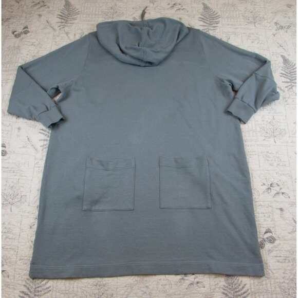 EUC $166  Wrap London Organic Cotton Hooded Sweatshirt Dress Soft Ocean US 14 - Picture 3 of 8